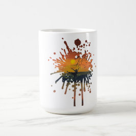 Caneca De Café Dança no Brilho do Pôr do Sol | obra de arte feita