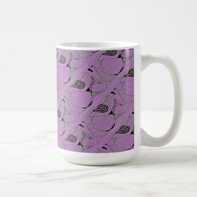Caneca De Café "Dançando Hen em Púrpura Til" Abstrato (Direita)