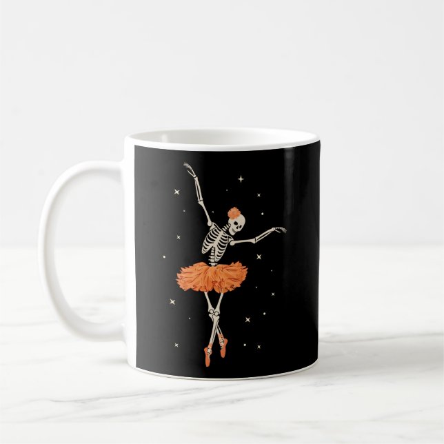 Caneca De Café Dançando Skeleton Ballerina Balé Dance Halloween (Esquerda)