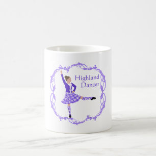 Caneca De Café Dançarina das Terras Altas Escocesas Nó Celta Roxo