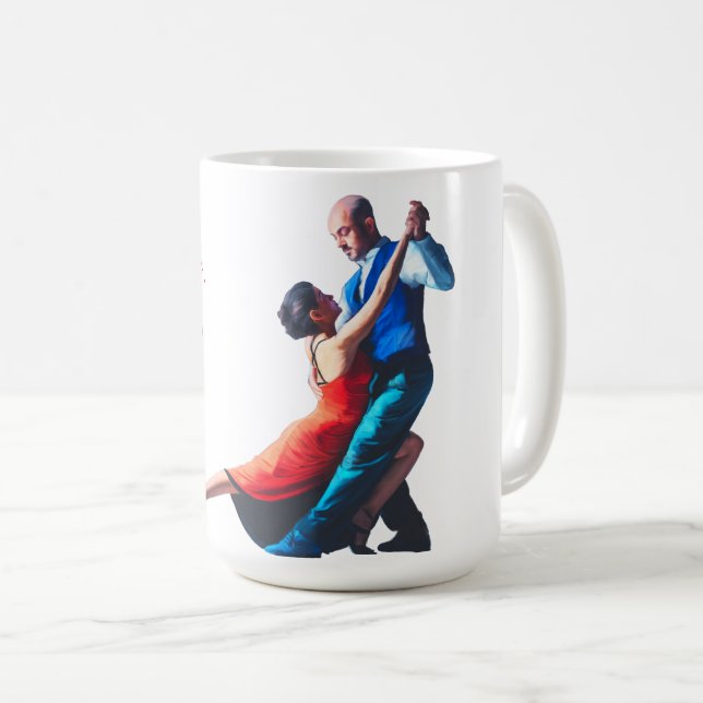 Caneca De Café Dançarinos de tango - pintura à mão (Frente Esquerda)