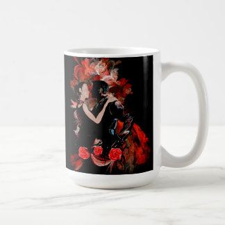 Caneca De Café Dançarinos românticos do tango no fractal vermelho