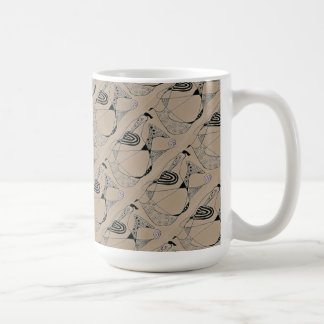 Caneca De Café "Dancing Hen on Tan Teled" Abstract Design Tag
