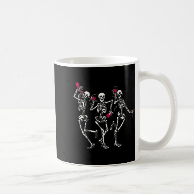 Caneca De Café Dancing Skeletons Drinking Wine Lover Funny Hallow (Direita)