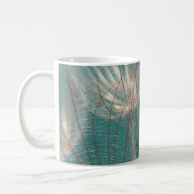 Caneca De Café Dandelion branco em fotografia fechada (Esquerda)