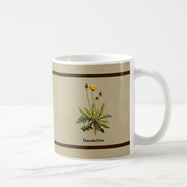Caneca De Café Dandelion Em Papel Antigo (Direita)