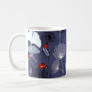 Caneca De Café Dandelion Ginkgo: Desenho de Mão Abstrato