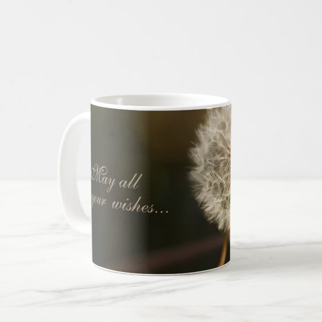 Caneca De Café Dandelion Seed Head em tons castanhos (Frente Esquerda)
