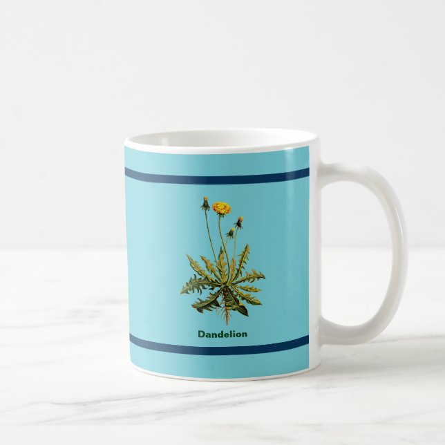 Caneca De Café Dandelion Sobre Azul (Direita)