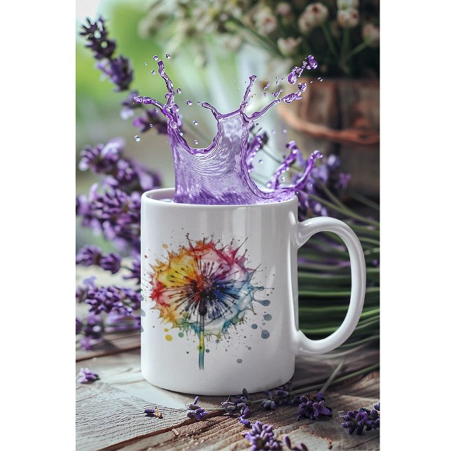 Caneca De Café Dandelion Vibrant Watercolor (Criador carregado)