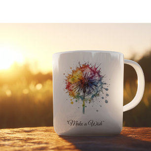 Caneca De Café Dandelion Vibrante em Aquarela, personalizado