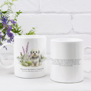 Caneca De Café Dandie Dinmont Aquarela de Cachorro e Citação da