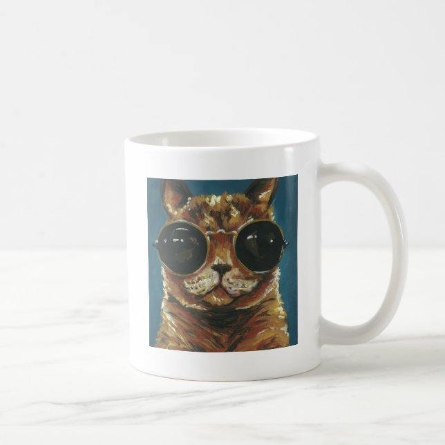 Caneca De Café Dapper Animal | Gatinho De Óculos De Sol (Direita)