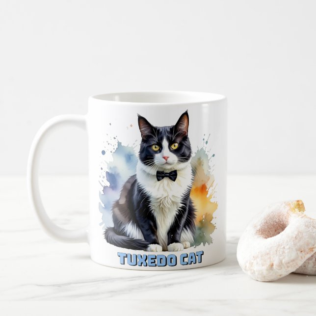 Caneca De Café Dapper Tuxedo Cat (Com Donut)