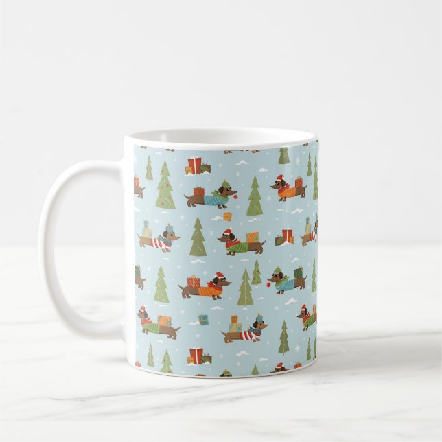 Caneca De Café Daquetas Festivas no Padrão de Neve (Esquerda)