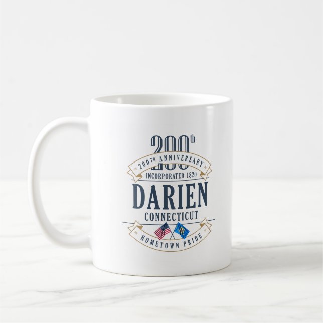 Caneca De Café Darien, 200º aniversário de Mug no Connecticut (Esquerda)