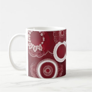 Caneca De Café Dark Red Floral Ai art