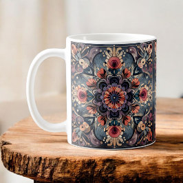 Caneca De Café Dark Romance Burgundy Art Deco Floral Summer