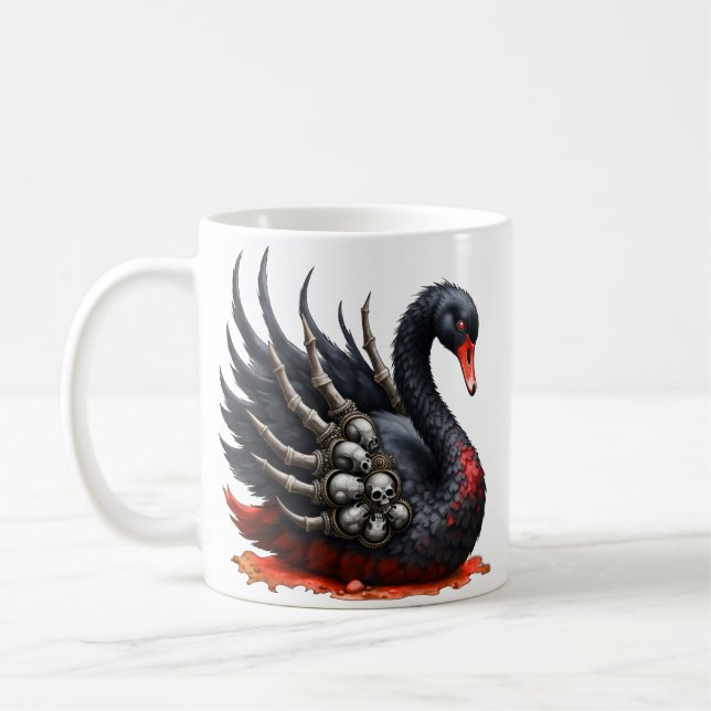 Caneca De Café Dark Swan of Bones – Gothic Elegance  (Esquerda)