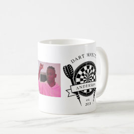 Caneca De Café Dart de Fotografia de Nome Personalizado Preto e B