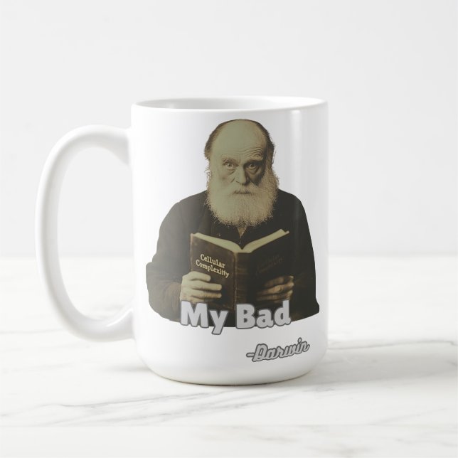 Caneca De Café Darwin “My Bad!” Mug- Evolutionary Humor  (Esquerda)