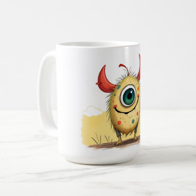 Caneca De Café „Das fröhliche Punkti-Monster“   (Frente Esquerda)