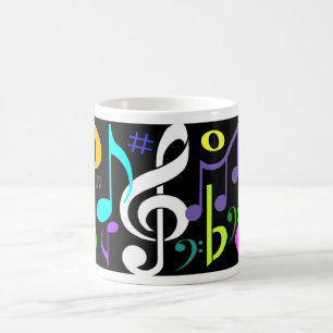 Caneca de café das notas musicais