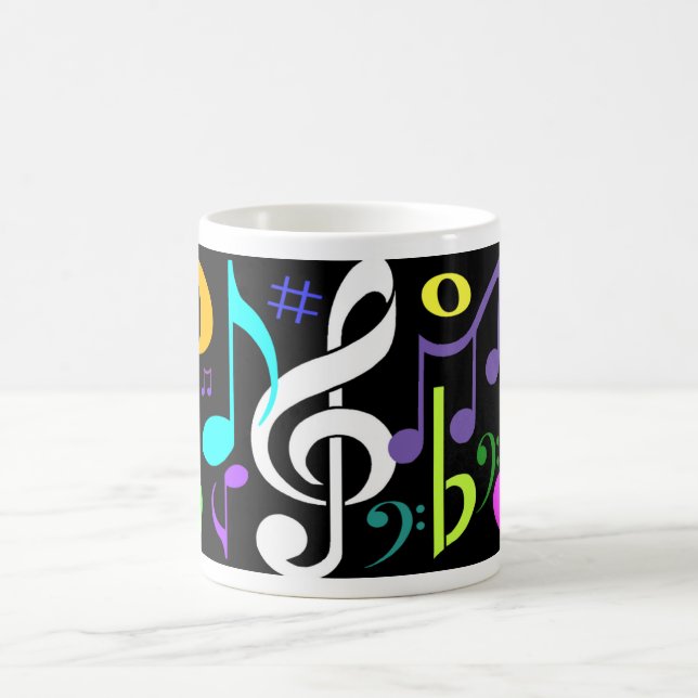 Caneca de café das notas musicais (Centro)