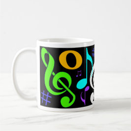 Caneca de café das notas musicais