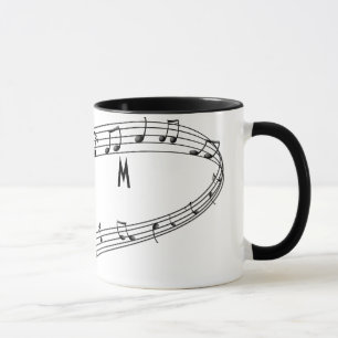 Caneca de café das notas musicais com monograma