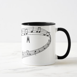 Caneca de café das notas musicais com monograma