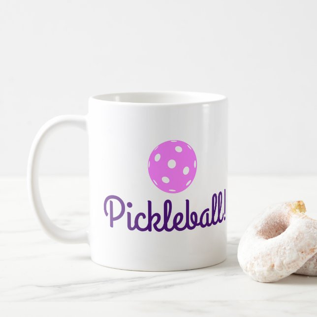 Caneca de café das senhoras Pickleball (rosa e (Com Donut)