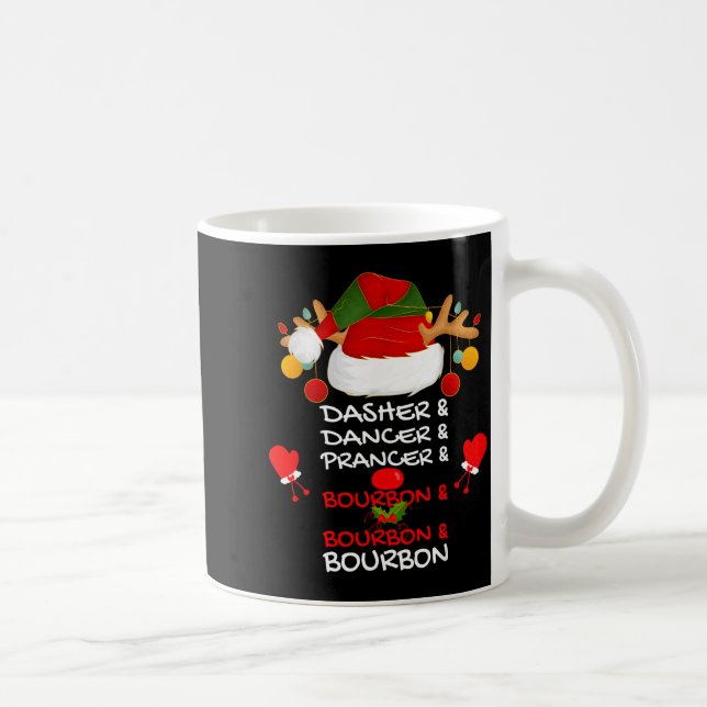 Caneca De Café Dasher Dancer Prancer &amp; Bourbon Christmas Holi (Direita)