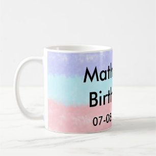 Caneca De Café Data de adição de nome de aniversário de garoto am