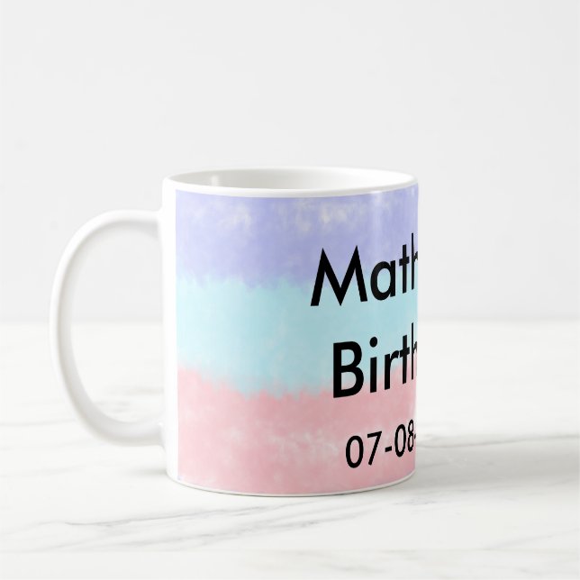 Caneca De Café Data de adição de nome de aniversário de garoto am (Esquerda)