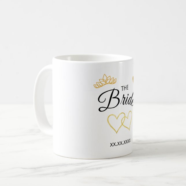 Caneca De Café Data do Casamento da Noiva Design Elegante (Frente Esquerda)