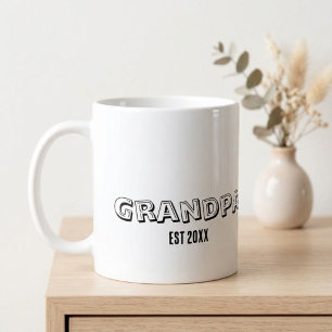 Caneca De Café Data Personalizada Avô Est Moderno Minimalista Lem