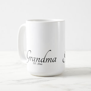 Caneca De Café Data Personalizada Estabelecida Vovó Script Preto