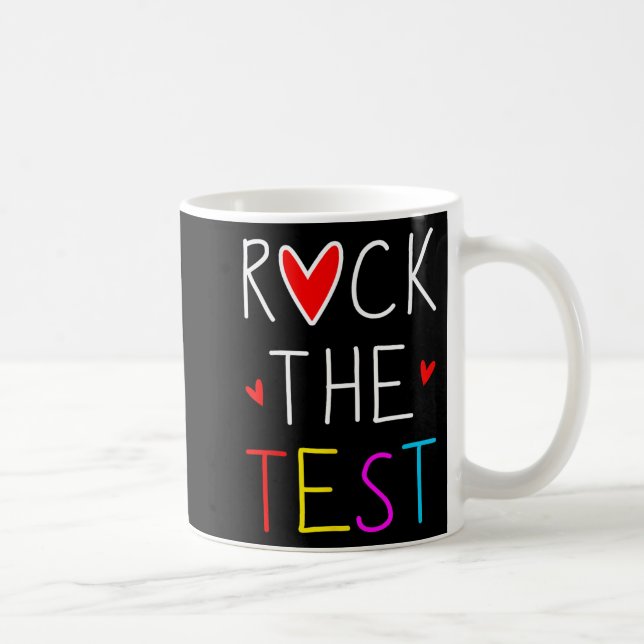 Caneca De Café Day Rock The Test Teacher Testing Day Engraçado Pr (Direita)
