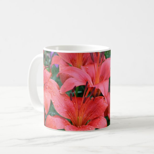 Caneca De Café Daylily Cluster Floral (Frente Esquerda)