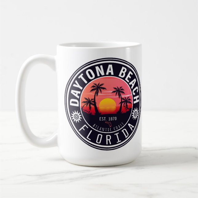 Caneca De Café Daytona Beach Florida Sunset Palm Trees Souvenirs (Esquerda)