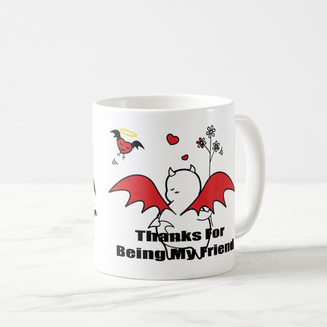 Caneca De Café DBY com amigos Hearties (Frente Esquerda)