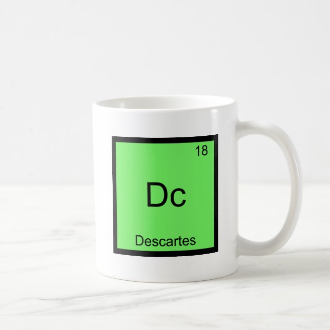Caneca De Café Dc - Descartes Símbolo Químico de Elemento Engraça (Direita)