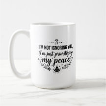 Caneca de café de 15 oz Paz Ignorando Você Insulto
