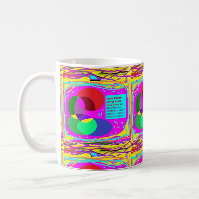 Caneca De Café Dê à paz cores vermelho e arco-íris. (Esquerda)