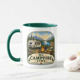 Caneca de Café de Acampamento - É Hora da Fogueira