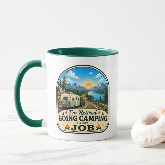 Caneca de Café de Acampamento - Estou Aposentado! (Com Donut)