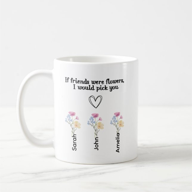 Caneca de Café de Amizade com Flor de Nascimento P (Esquerda)