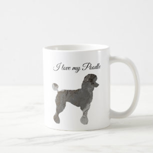 Caneca de Café de Amor de Poodle Cinza Prata Perso