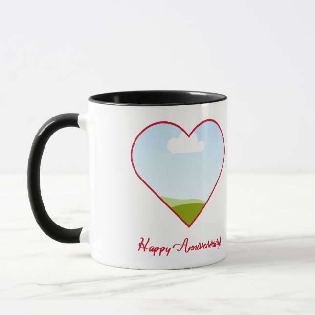 Caneca de Café de Aniversário com Foto de Coração  (Esquerda)